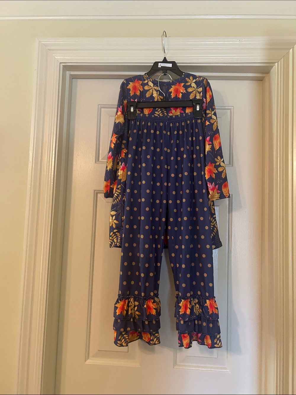 Girls' Navy Floral Ruffle Matching Set - Picture 6 of 7